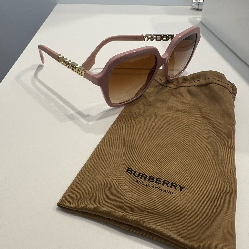Burberry Joni Blush Pink Sunglasses with Gold Logo Temples